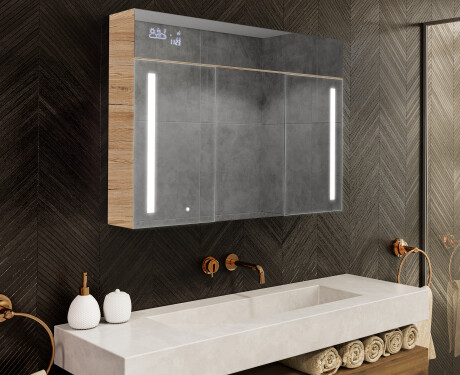Wall-mounted bathroom cabinet with LED mirror L02 Emily 100 x 72 cm in San Marino color