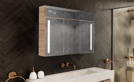 Wall-mounted bathroom cabinet with LED mirror L02 Emily 100 x 72 cm in San Marino color