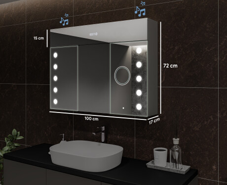 LED Illuminated Mirror Cabinet - L06 Emily 100 x 72cm #2