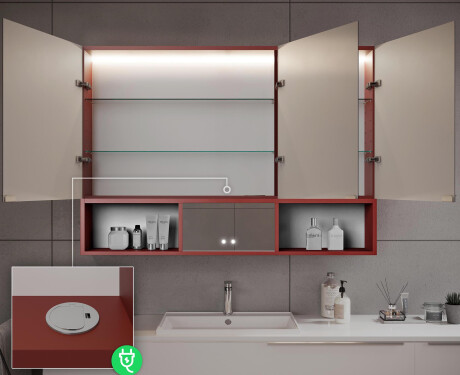 LED Bathroom Cabinet Emma - 3-door 100 x 72cm #10