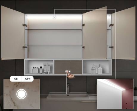 LED Bathroom Cabinet Emma - 3-door 100 x 72cm #5