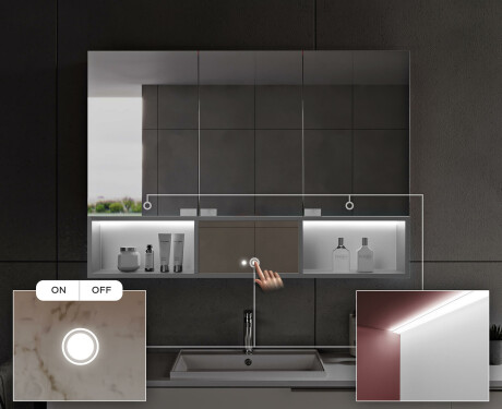 LED Bathroom Cabinet Emma - 3-door 100 x 72cm #6