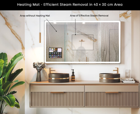 Rounded Modern LED Mirror with iPad Displine L141 Frame #7