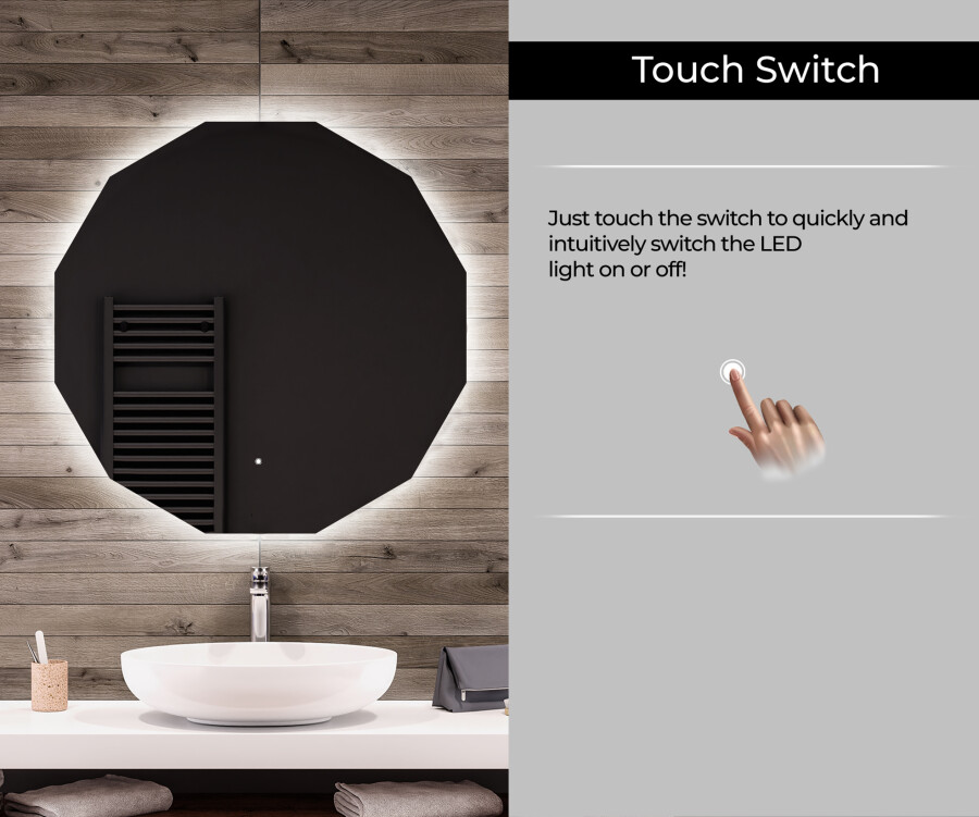 Touch led sales bathroom mirror