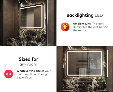 Designer Backlit LED Bathroom Mirror L143 #5