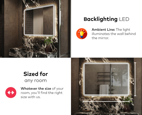 Designer Backlit LED Bathroom Mirror L148 #5